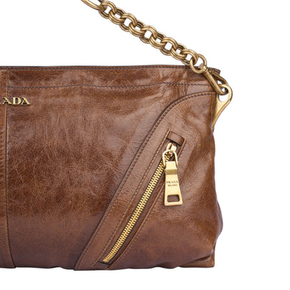 Prada Vitello Leather Shine Chain Shoulder Bag