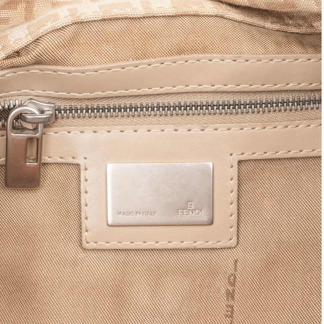 Fendi Monogram Zucca Baguette Buckle Shoulder Bag