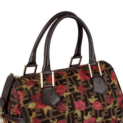 Fendi FF Monogram Zucca Roses Boston Bag