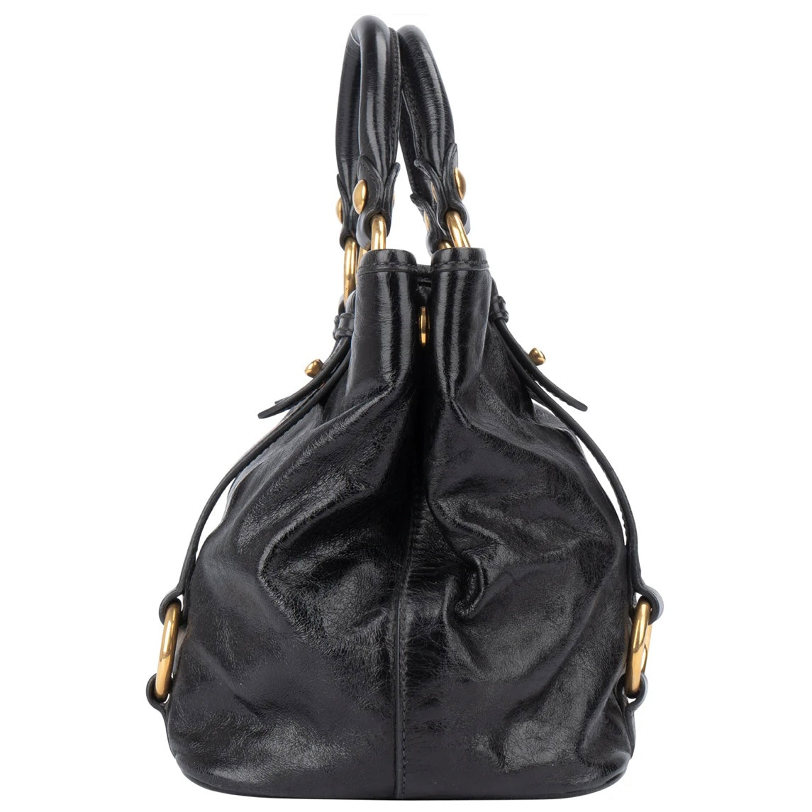 Miu Miu Black Leather Classic City Handbag