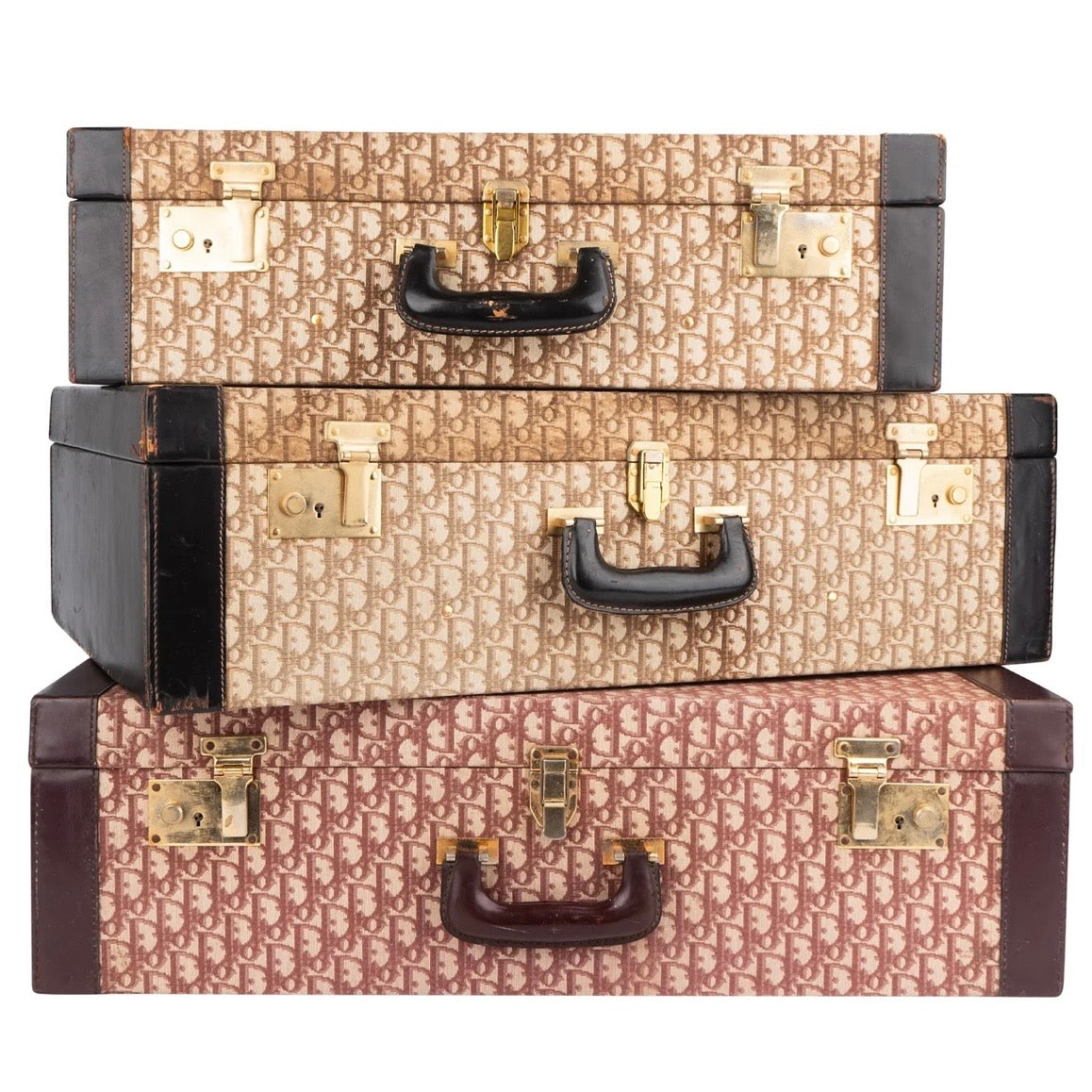 Christian Dior Trotter Monogram Vintage Suitcase Trio Tower