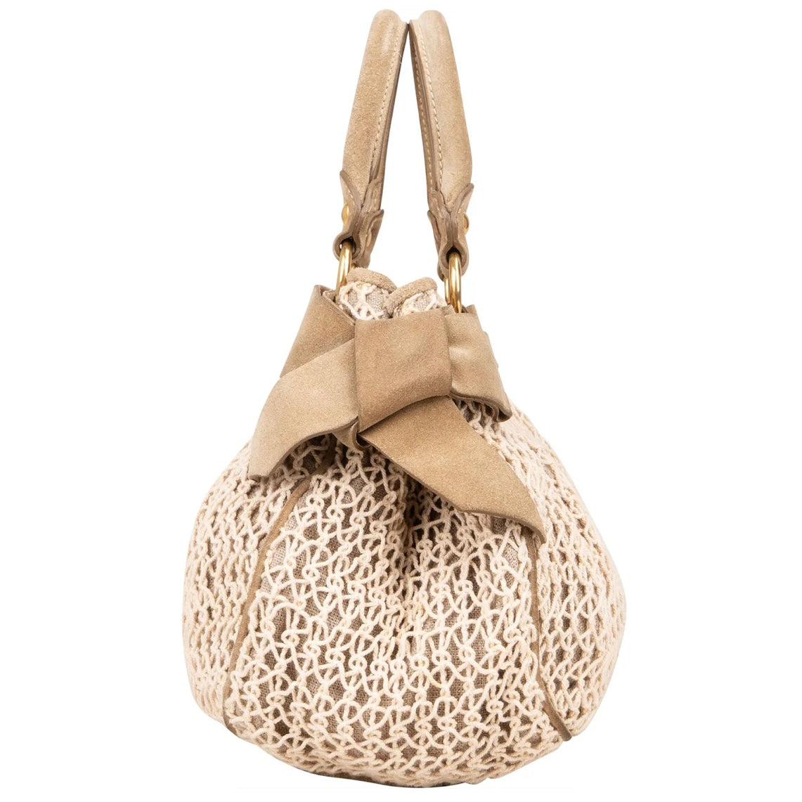 Miu Miu Suede and Crochet Bow City Handbag