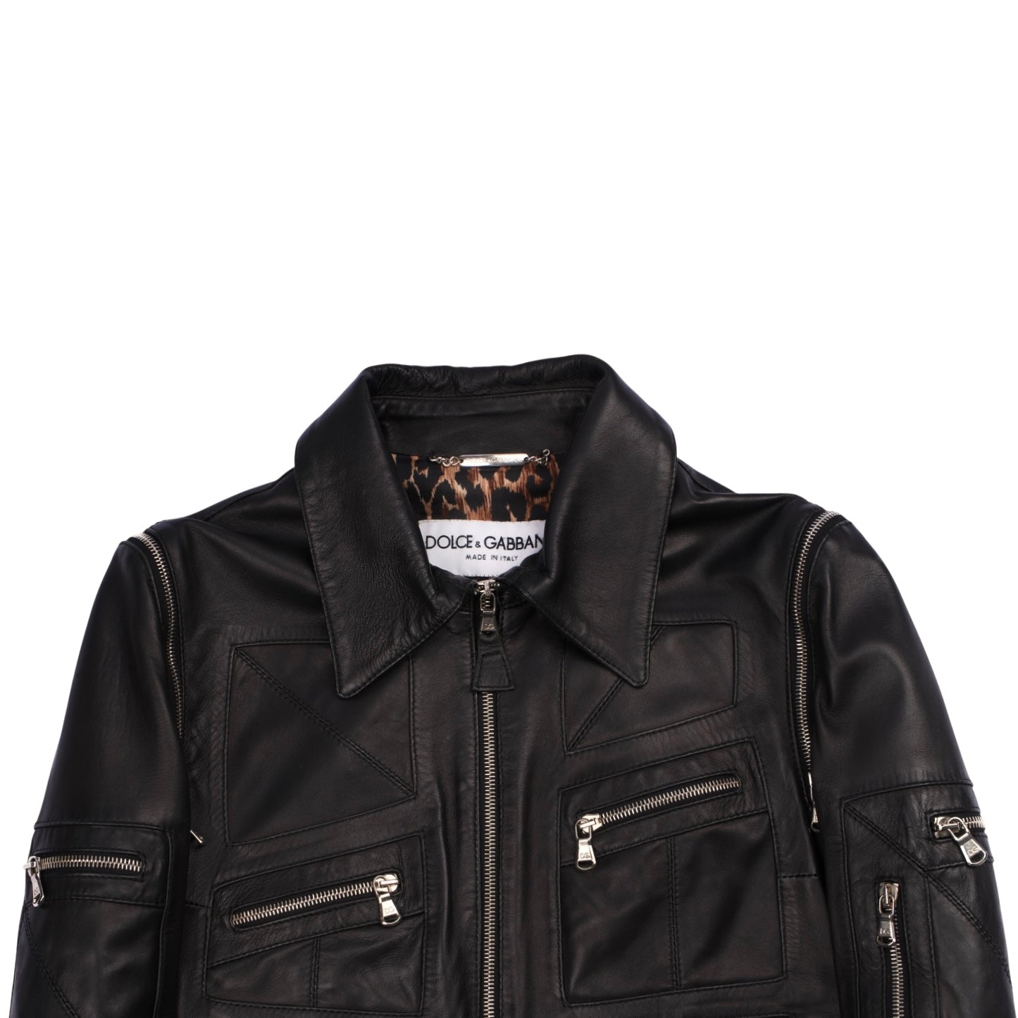Dolce & Gabbana Multi-Zip Cropped Leather Jacket (42)