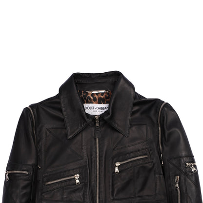 Dolce & Gabbana Multi-Zip Cropped Leather Jacket (42)