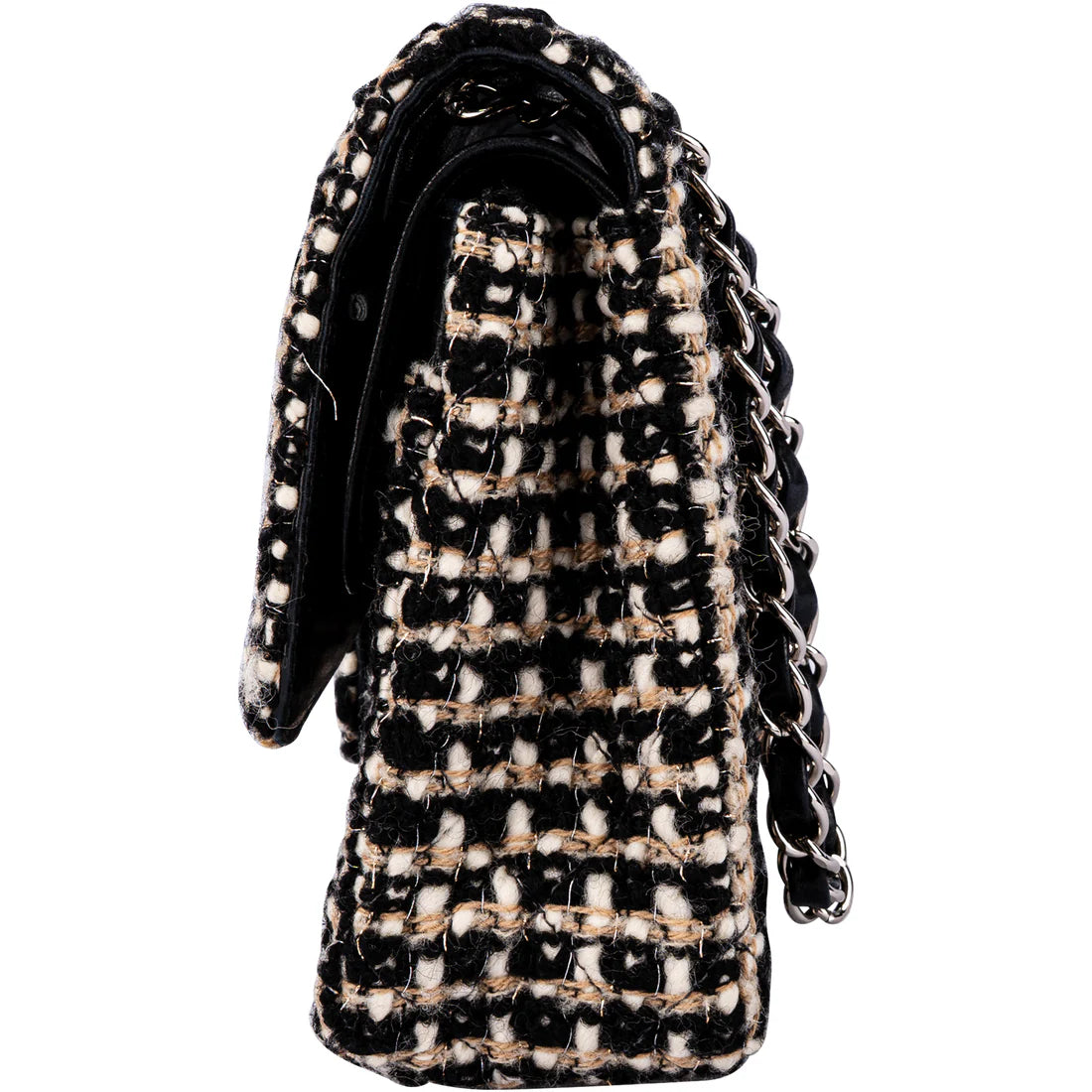 Chanel Quilted Tweed Medium Double Flap Crossbody Bag