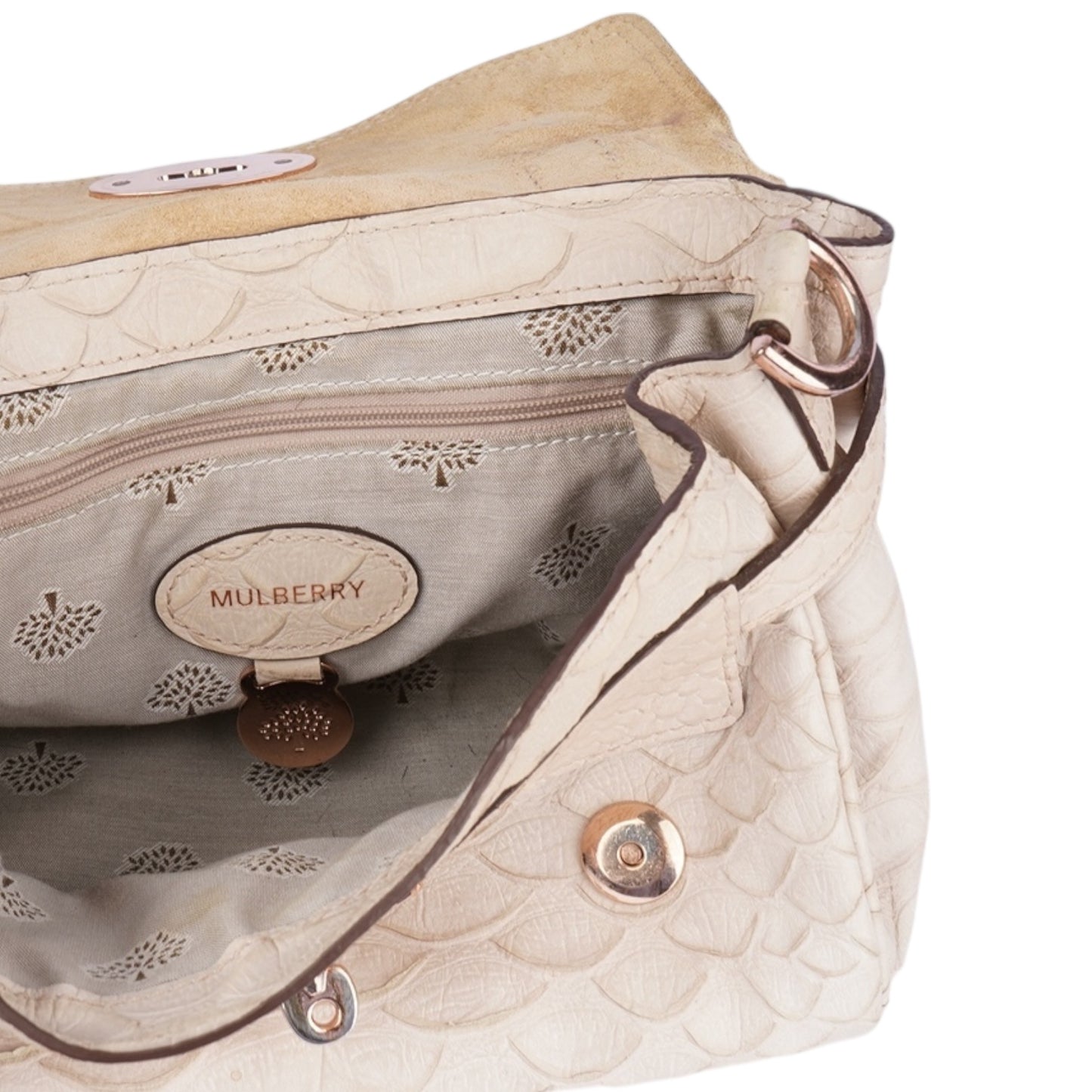 Mulberry Beige Python Embossed Leather Alexa Shoulder Bag