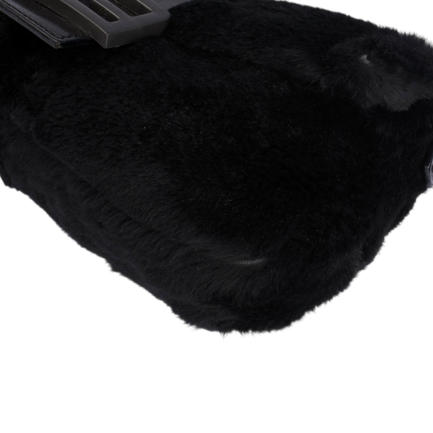 Fendi Black Fur Baguette Handbag