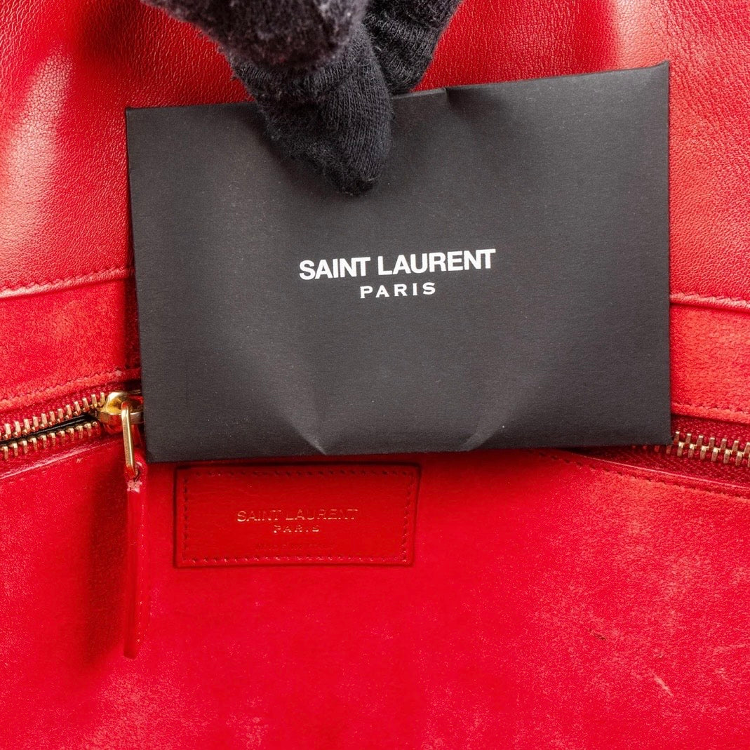 Yves Saint Laurent Red Calfskin Leather Sac de Jour Handbag