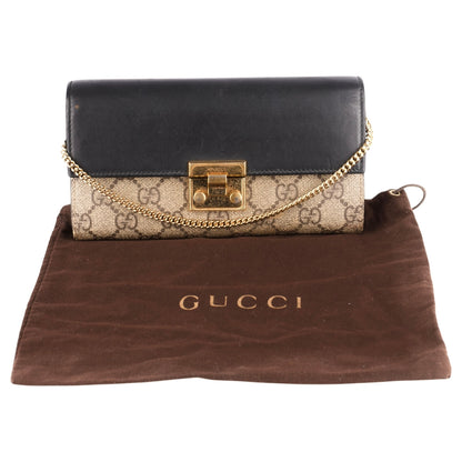 Gucci GG Monogram Padlock Continental Chain Wallet