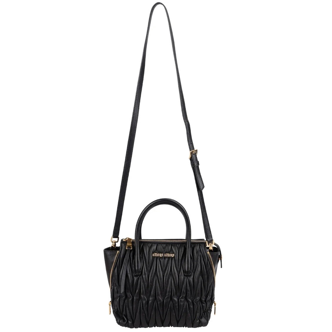 Miu Miu Black Quilted Nappa Leather Handbag