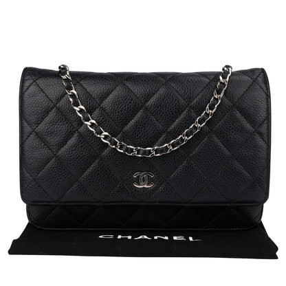 Chanel Quilted Caviar Leather Wallet On Chain Crossbody Bag