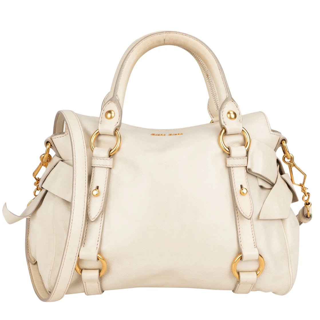Miu Miu White Leather City Handbag