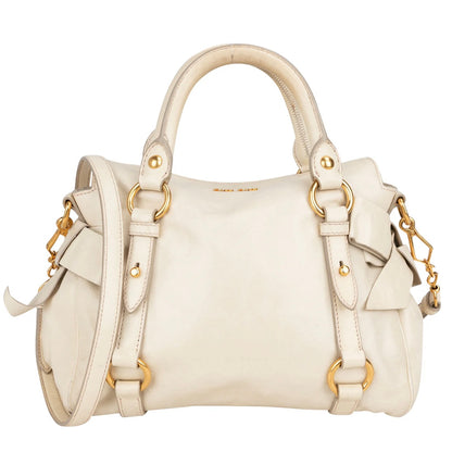 Miu Miu White Leather City Handbag
