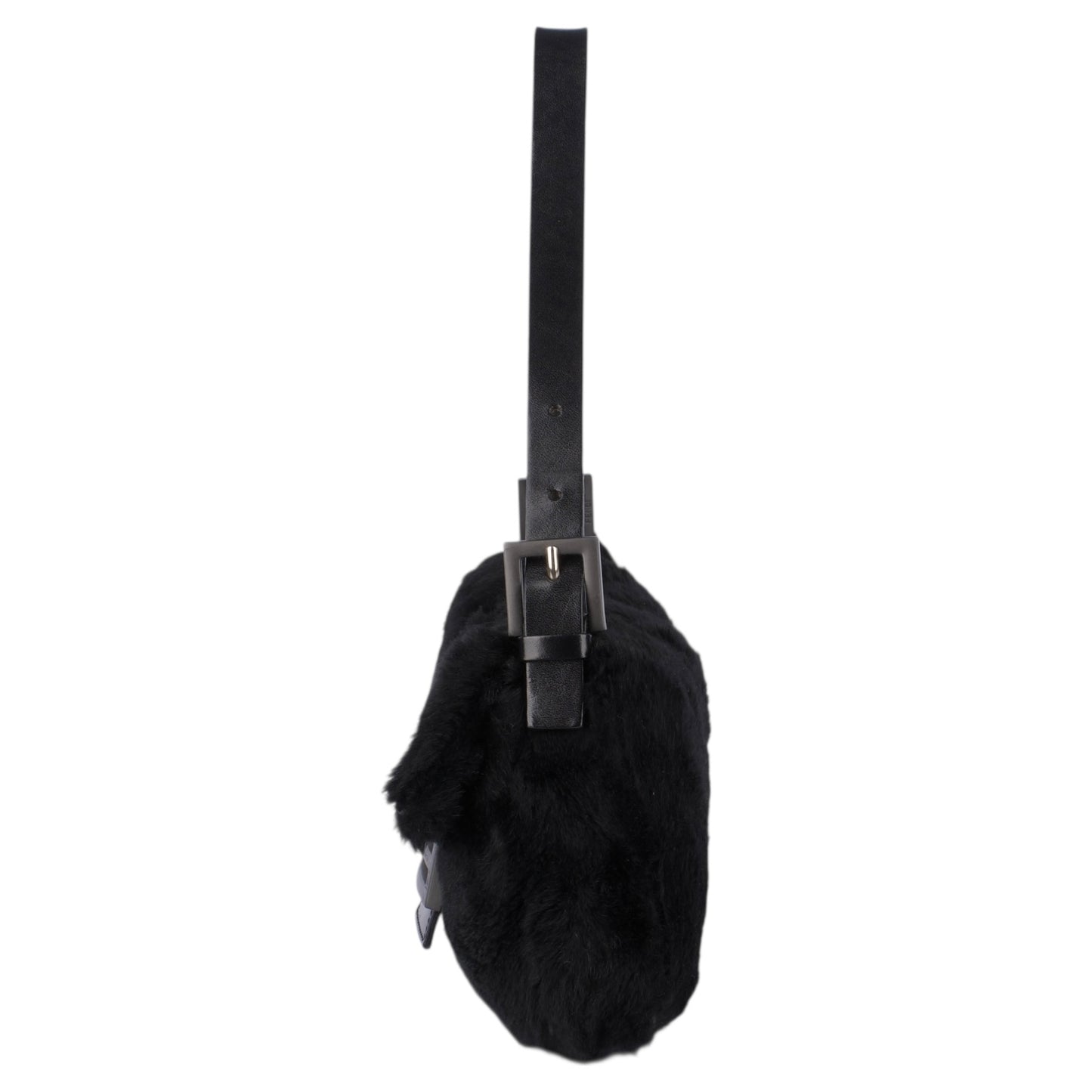 Fendi Black Fur Baguette Handbag