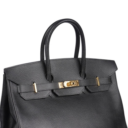 Hermès Black Leather Birkin 35 Handbag