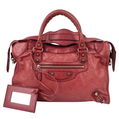 Balenciaga Red Leather Classic City Handbag