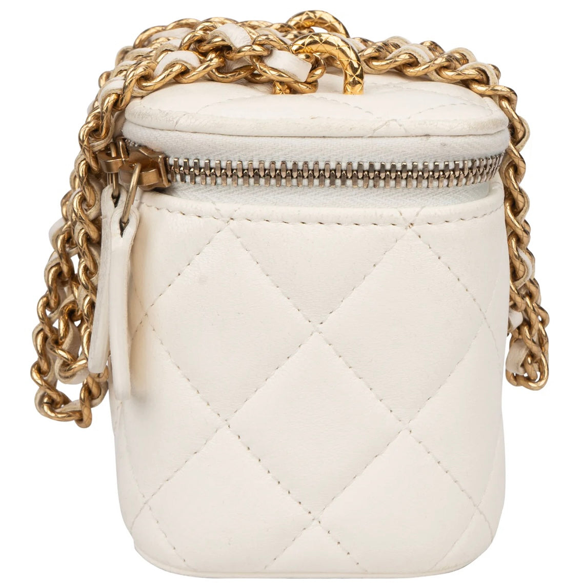Chanel White Leather CC Mini Vanity Crossbody Bag