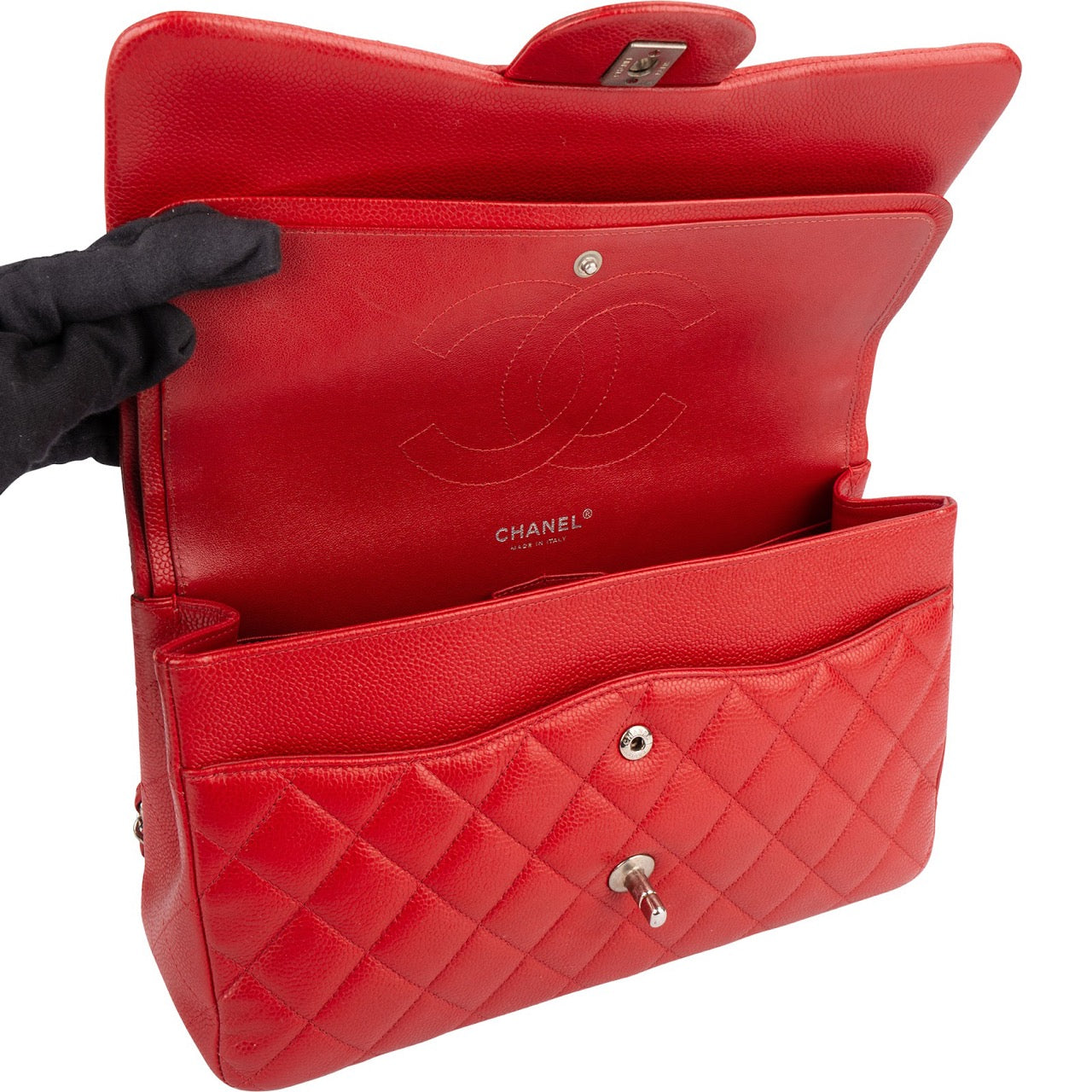 Chanel Quilted Caviar Leather Jumbo Double Flap Crossbody Bag
