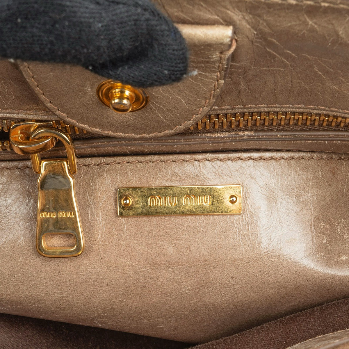Miu Miu Vitello Lux Leather Handbag
