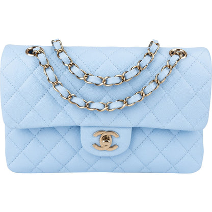 Chanel Quilted Caviar Leather Small Double Flap Shoulder Bag