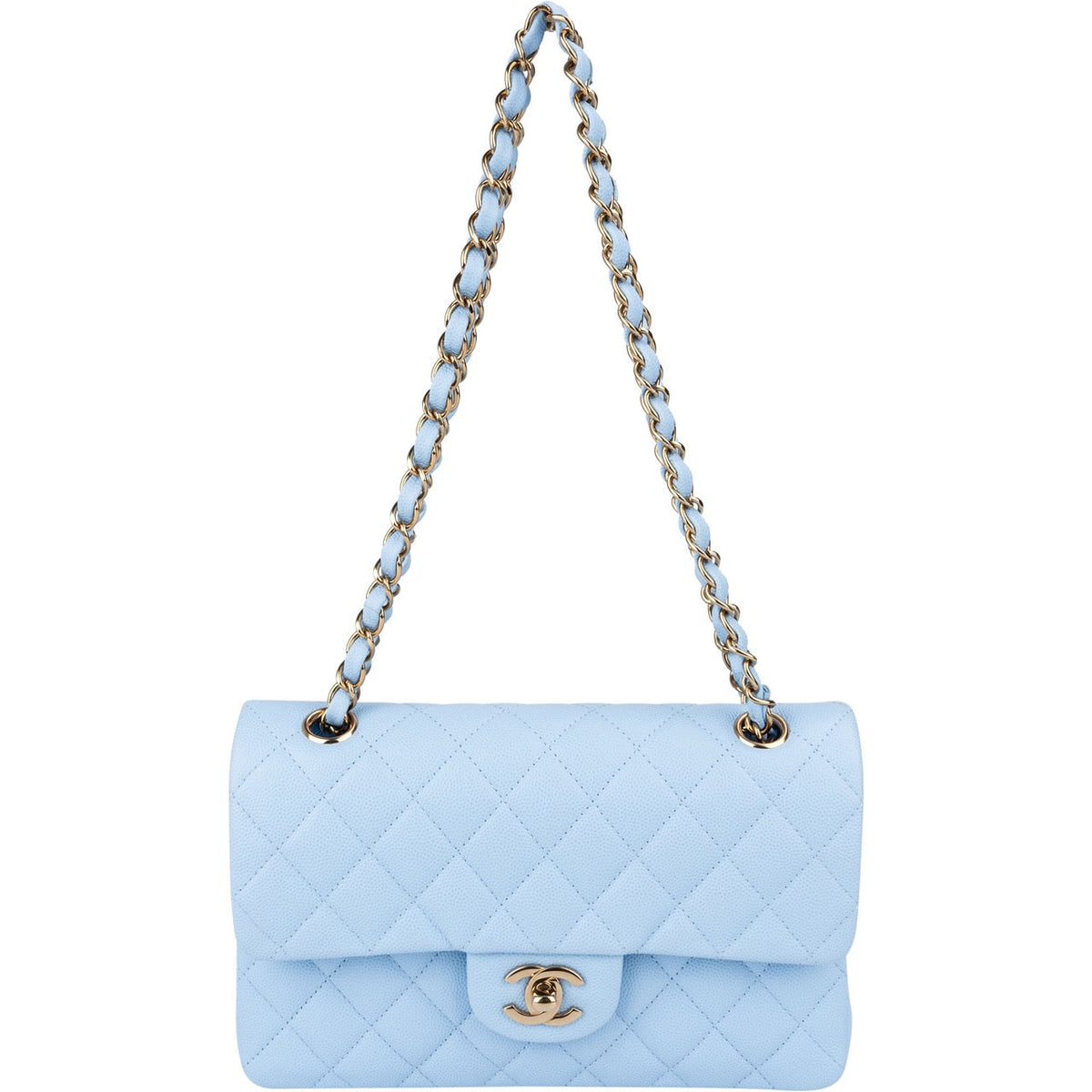 Chanel Quilted Caviar Leather Small Double Flap Shoulder Bag