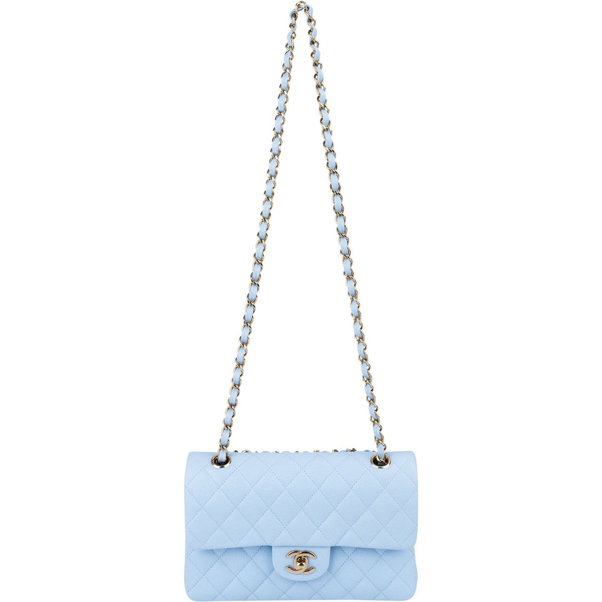 Chanel Quilted Caviar Leather Small Double Flap Shoulder Bag