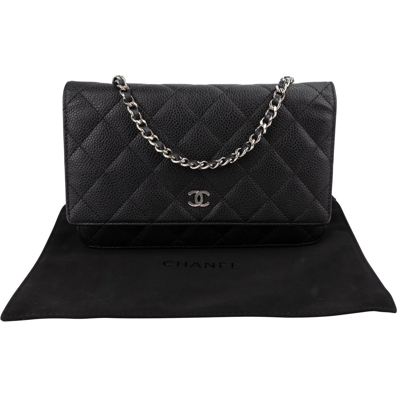 Chanel Quilted Caviar Leather Wallet on Chain Crossbody Bag
